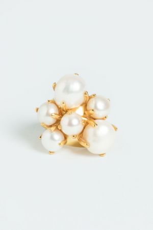 STATEMENT RING ENSEMBLE PEARLS GOLD PLATED