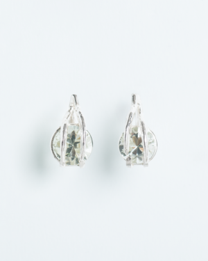 STUD EARR LEAVES GREEN AMETHYS SILVER 