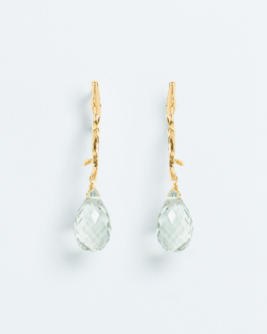 BRANCH SHAPED STUD EARR GREEN GOLD PLATED
