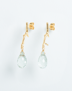 BRANCH SHAPED STUD EARR GREEN GOLD PLATED