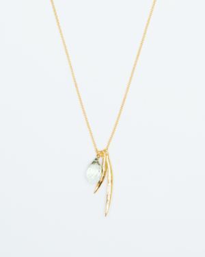 NECKL LEAVES GREEN AMETHYST GOLD PLATED