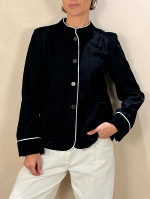 FLUID RIBBED VELVET TANG JACKE NERO 8009