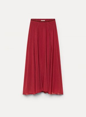 COTTON SILK VOILE FLARED SKIRT POMEGRANATE 250