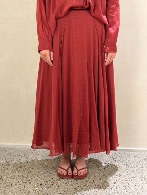 COTTON SILK VOILE FLARED SKIRT POMEGRANATE 250