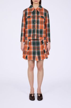GRAPHIC WOOL CHECK BLAZER MANDARIN ORANGE