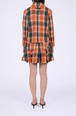 GRAPHIC WOOL CHECK BLAZER MANDARIN ORANGE