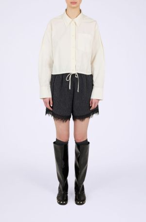 PINSTRIPE FLANNEL LACE SHORTS PHANTOM 252