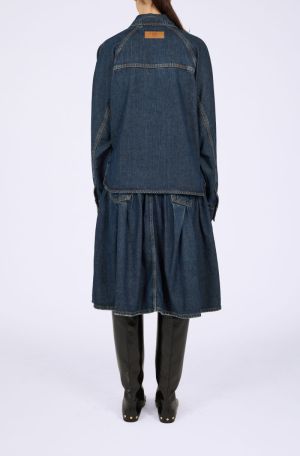 SLUB MIX DENIM BATWING SHIRT DARK BLUE VINTA