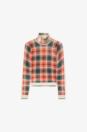 PRINTED MERINO TURTLENECK RUSSET ORANGE