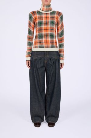 PRINTED MERINO TURTLENECK RUSSET ORANGE