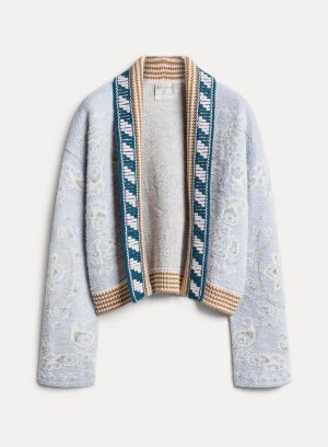 COTTON LINEN JACQUARD CARDIGAN CIELO 5010