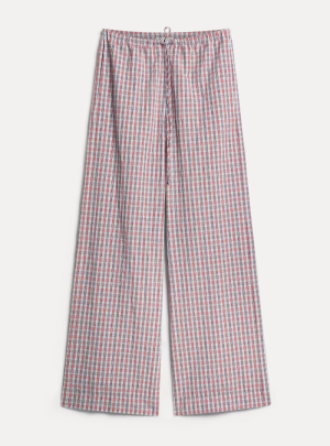 LINEN COTTON CHECK DRAWSTRING  LAGOON 2525