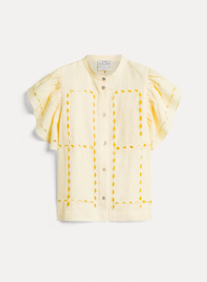 A JOUR EMBROID LINEN SHORT SL  CITRUS 1002