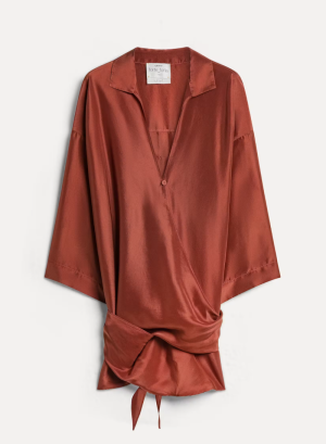 SILK HABOTAI HALF SLEEVES CROS COFFEE 2505