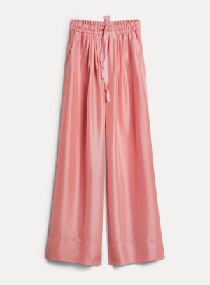 SILK HABOTAI DRAWSTRING WIDE P COFFEE 2505