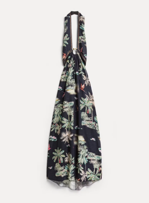 PARAISO LINEN OPEN BACK DRESS  MIDNIGHT 5012